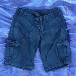 American Eagle navy blue cargo pocket tie shorts